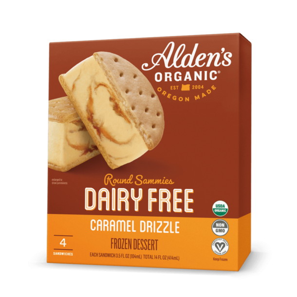 Alden's Ice Cream Dairy Free Caramel Drizzle Round Sammie