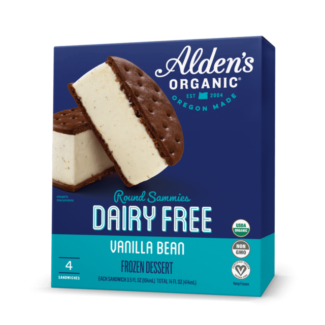 Alden's Ice Cream Dairy Free Vanilla Bean Round Sammie
