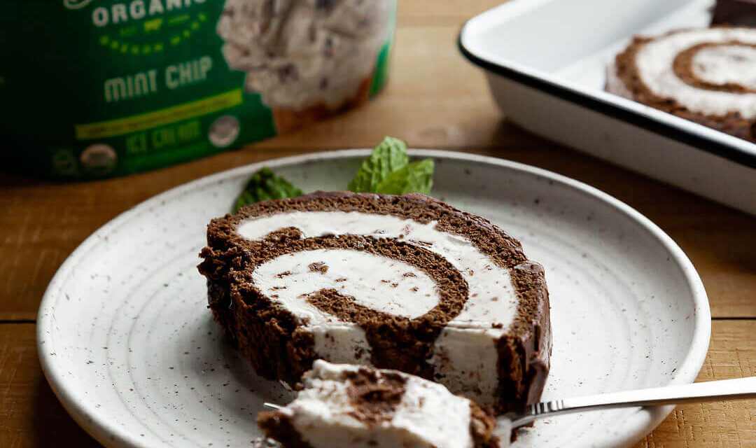 Mint Chocolate Chip Ice Cream Cake Roll