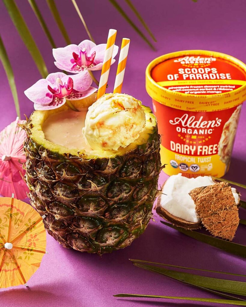 Dairy Free Tropical Twist Pina Colada Recipe Alden’s Organic Ice Cream